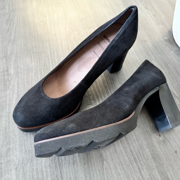 Wonders Fly Memory Gel  Black suede platform pump Heels size 35 (5) - Picture 11 of 11